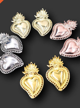 4pcs Silver Color/Gold Large Catholic Sacred Heart Pendant D