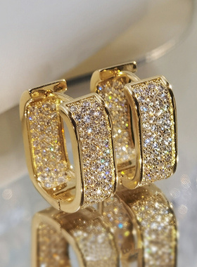 Luxury Fashion Paved CZ Zircon Hoop Earrings for Women