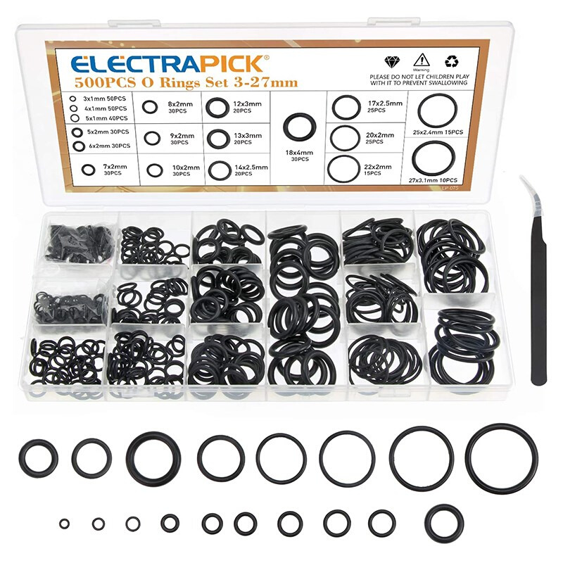 O Ring Rubber Washer Seals Assortment Black O-Ring Seals Set