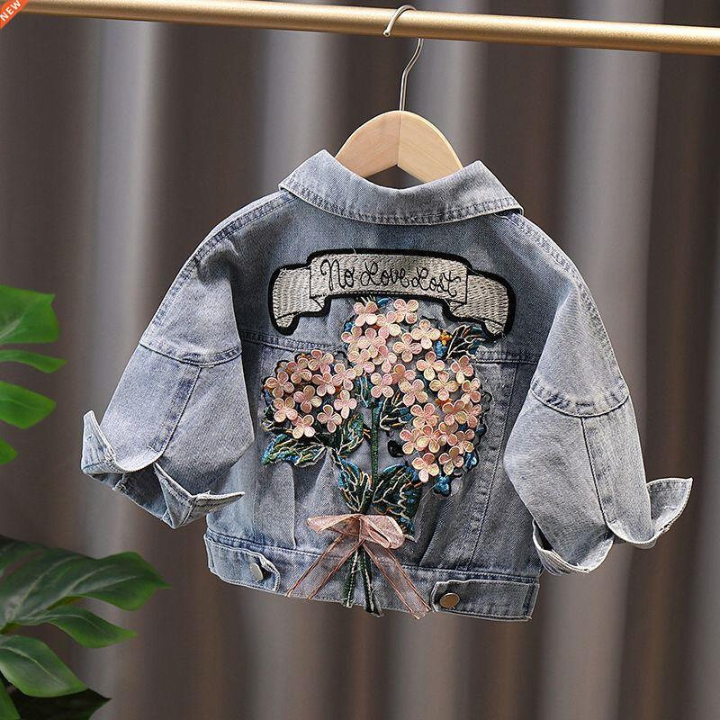 Girl Jackets Spring Kids Denim Jackets for Girls Baby Flower图片