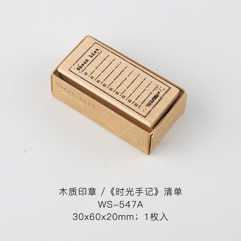 Vintage check list/plan note/ticket stamp DIY wooden rubber