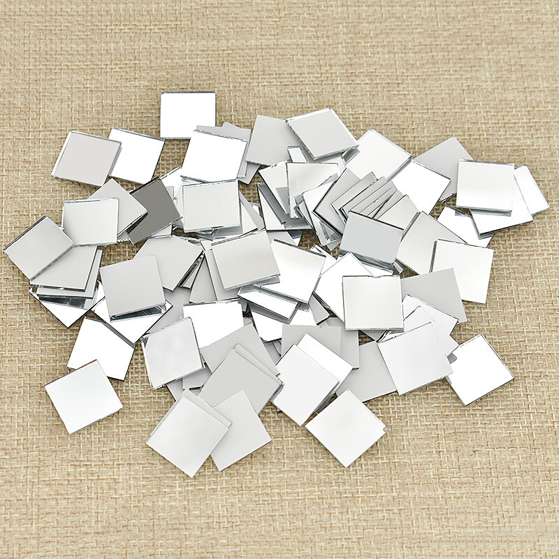 100PCS Glass Mirror Mosaic Small Square Tiles Bulk DIY Craft