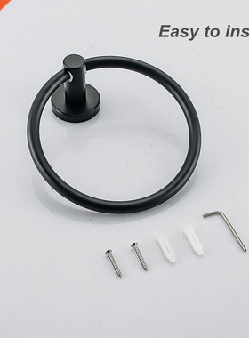 Stainless 304 Round Wall-Mounted Towel Ring Matt Black Towel