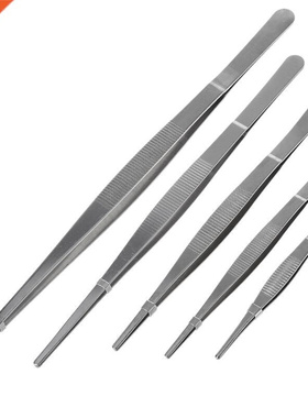 1pc Long Barbecue Food Tong Tweezers Stainless Steel Straigh