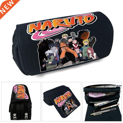 Anime Naruto Pencil Case Canvas Zip Pen Bag Large Capacity