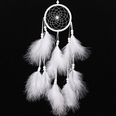 55cm Wind Chimes Handmade Dream Catcher Net White Feathers