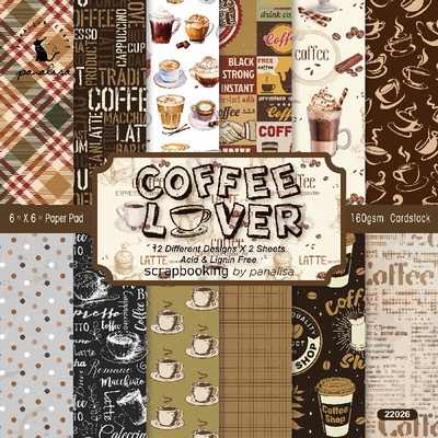 12/24 Sheets Cafe Coffee Lover Scrapbook Background Paper跨