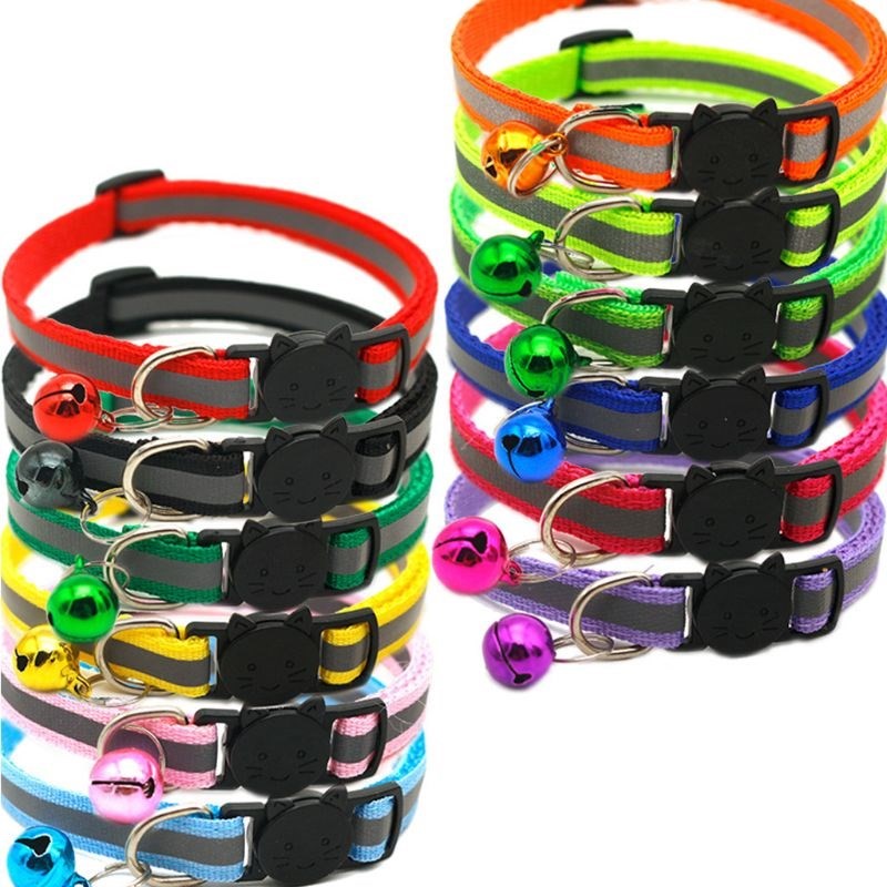 12 Pcs Cat Collar Reflective Breakaway with Bell Colorful 适