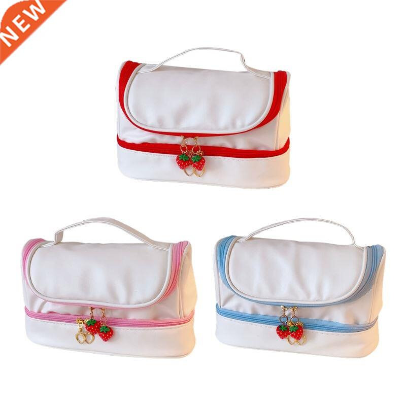 Large Capacity Canvas Pencil Case with Zippered Pocket Hidde