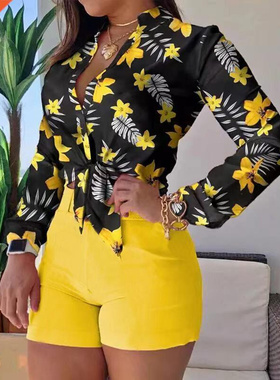 Shorts Sets Women's Summer Suit High Waist Shorts Lo