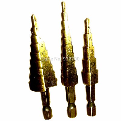3pcs Step Drill Bits 3-12mm 4-12mm 4-20mm Hss Power Drilling