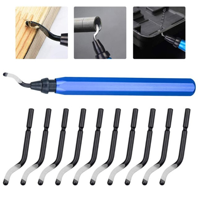 Handle Burr Metal Deburring Remover Cutting Tool with 10pcs