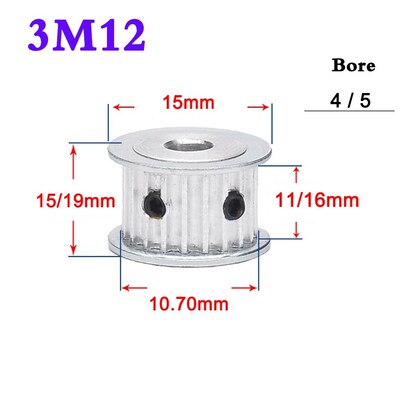 1Pcs 3M 12 Tooth To 16 Tooth Synchronous Wheel Timing Belt P