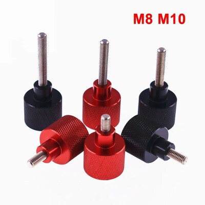 1PCS M8 M10 Black & Red Knurled Thumb Screws Aluminum Alloy