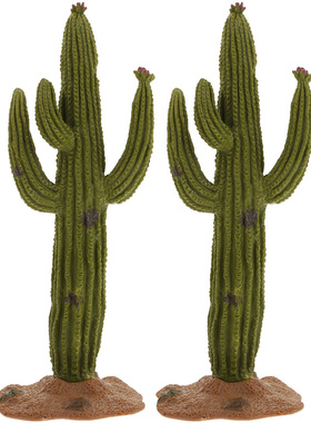 2pcs Cactus Model Decor Artificial Cactus Ornament Fake