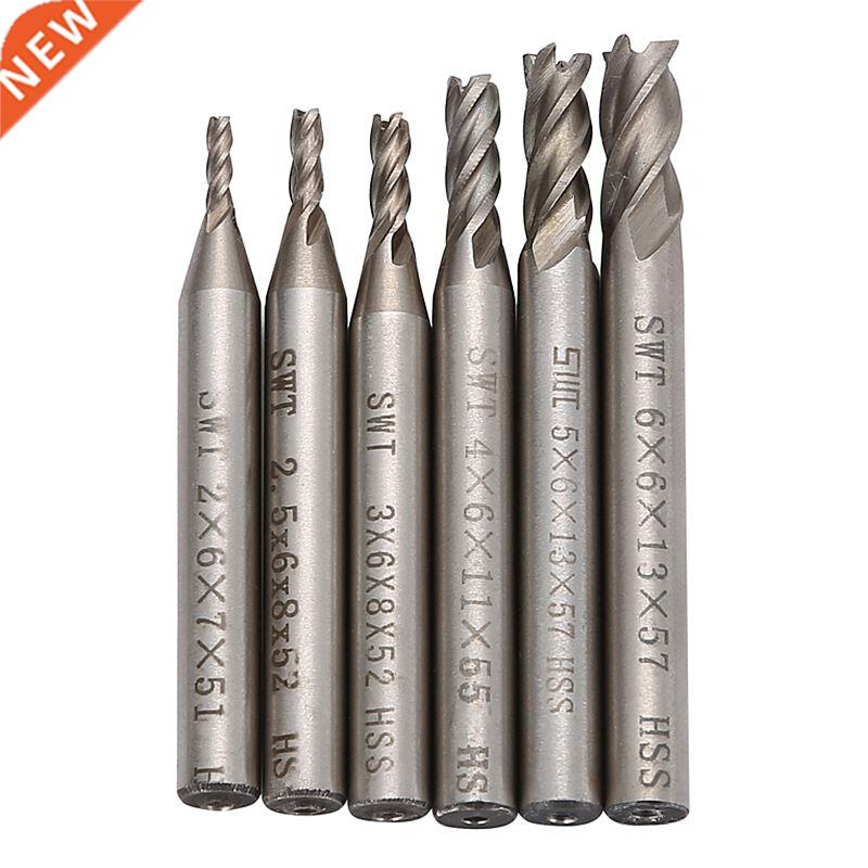 6Pcs 2/2.5/3/4/5/6mm 4 Flutes Carbide End Mill Diameter Rout