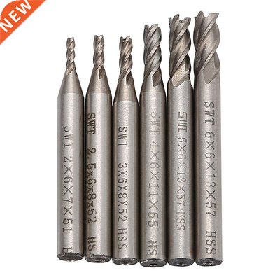 6Pcs 2/2.5/3/4/5/6mm 4 Flutes Carbide End Mill Diameter Rout