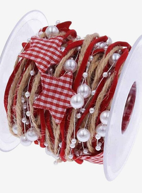 Merry Christmas Printed Ribbon Decor Star Chain Xmas Tree Tr