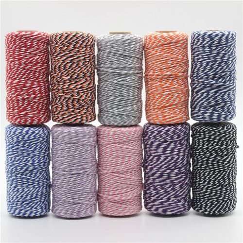 100M* 2MM Double Color Cotton Baker Rope Twine for Handmade