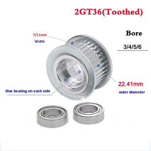 2GT 36 Tooth Synchronous Wheel Idler Pulley With Double Side