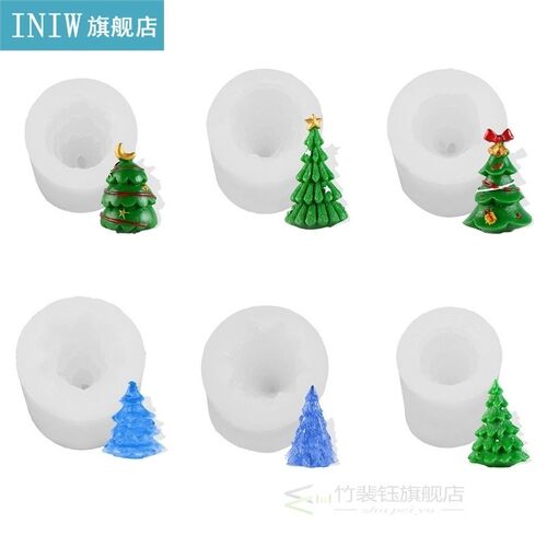 3D Christmas Tree Candle Mold Silicone Clay Soap Mould DIY C