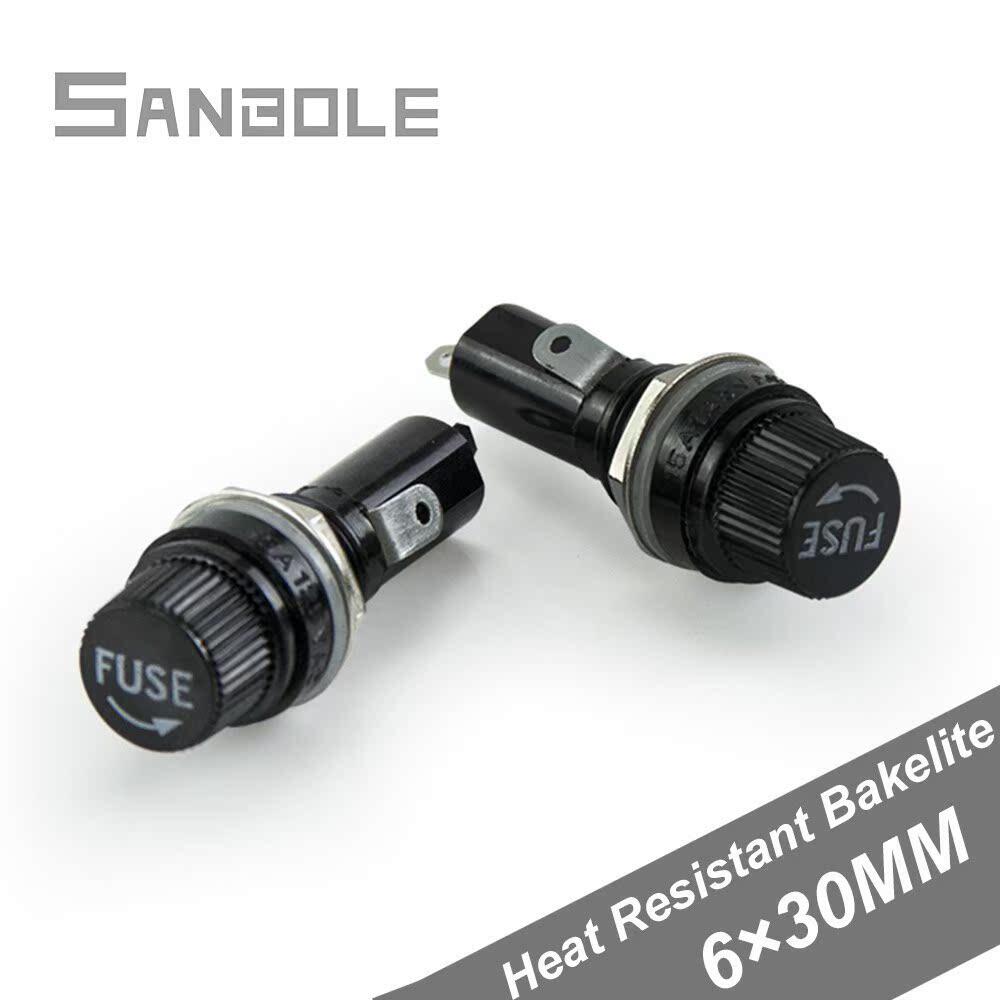 *6*30 Glass Fuse Holder Black 15A 125V High Temperature Resi