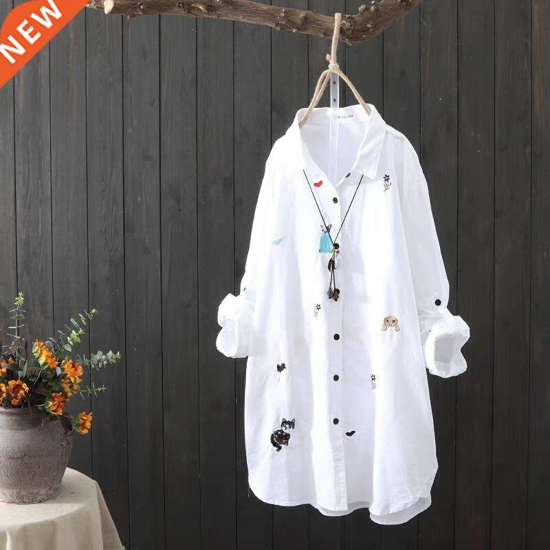 White Shirt Women Plus size Clothing 4XL 5XL Long sleeve 100