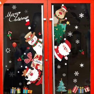 Christmas Stickers Window Flowers Festival Decoration SantaC