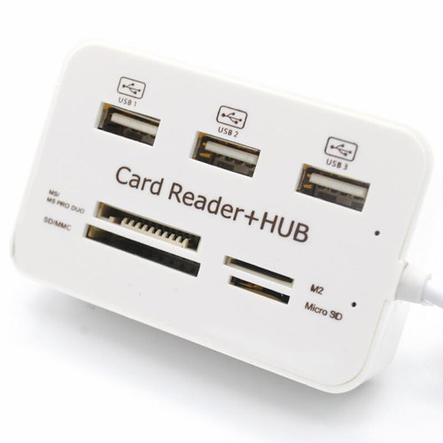 5V 600MHA USB 2.0 3 ports card reader hub white Support mous