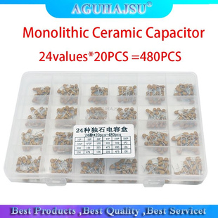 24values*20PCS =480PCS Monolithic Ceramic Capacitor 10pF~10u