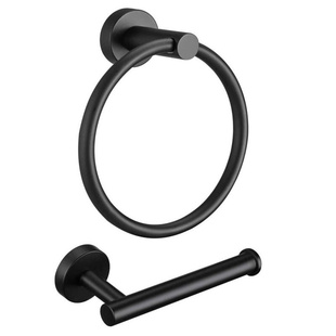 Hanging towel rack black ring set stainless steel挂毛巾架1跨