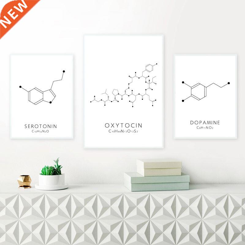 Molecule Serotonin Wall Art Canvas Poster Print Oxytoci