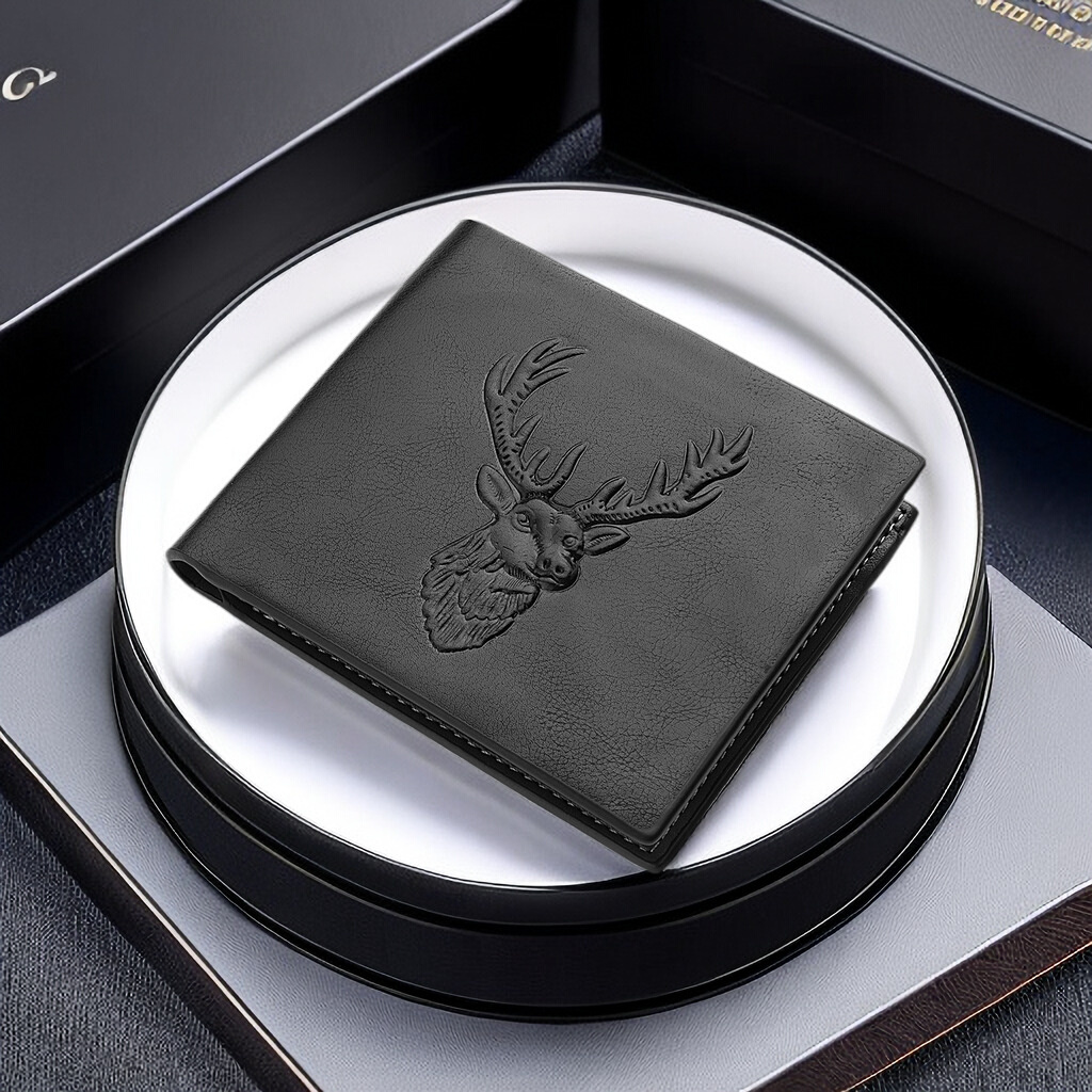 New Men's Short Wallet 3D Embossed Pattern Wallet ID Credit