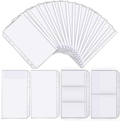 A5 A6 A7 Color 6PCS Binder Pockets Binder Zipper Folders for