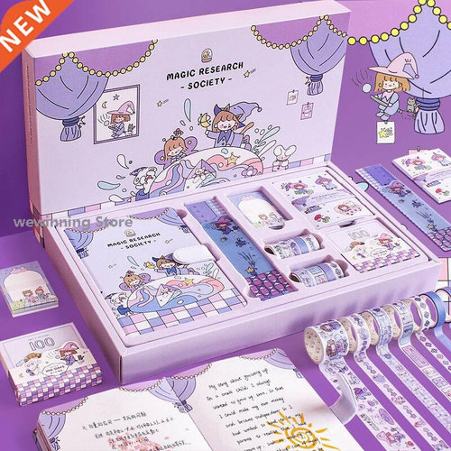 Kawaii Notebook Box Set Notepads Stationery Cute Purple Pink