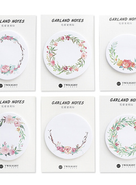 6pcs Garland notes Flower stick memo pad Post decoration