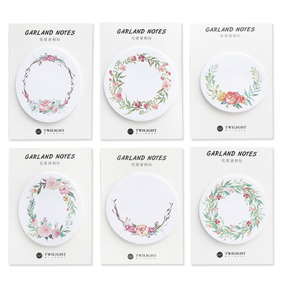 6pcs Garland notes Flower stick memo pad Post decoration