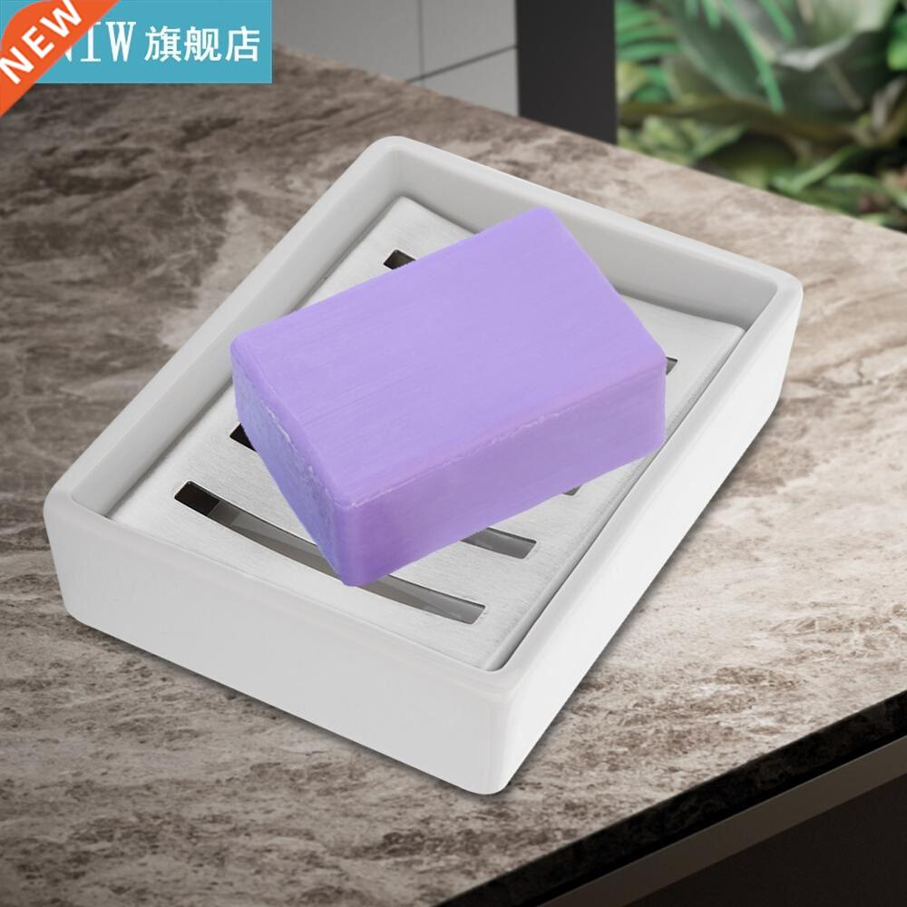 Bathroom Kitchen Stainless Steel Soap Case Holder Ceramic St