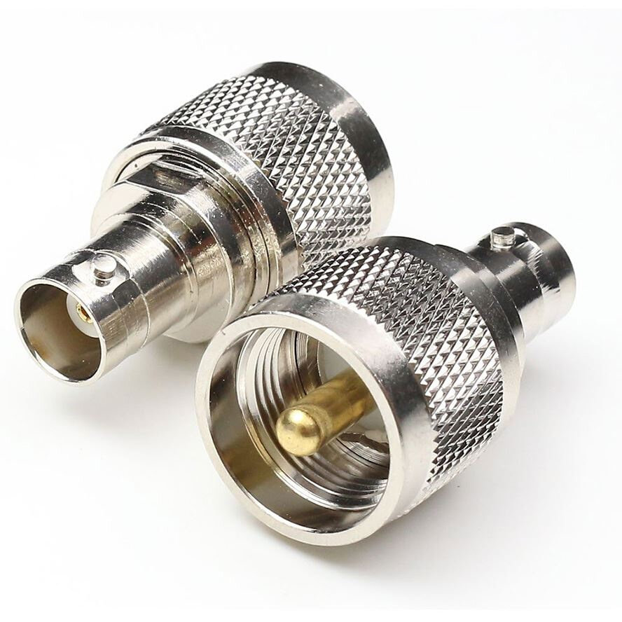 2Pcs BNC Female to UHF Male RF Coaxial apter BNC to UHF Co