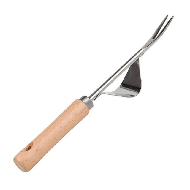Manual Weeder Fork Metal Hand Garden Wood Handle Digging Pul