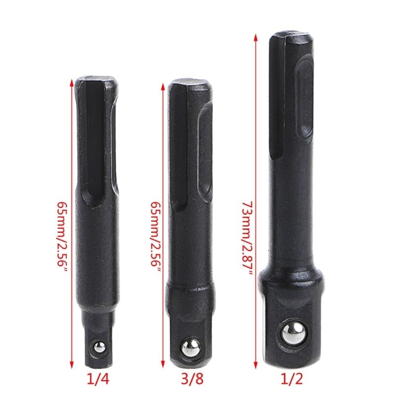 3pcs SDS Plus Socket Driver Drills Set Drill Bit Adaptor 1/4