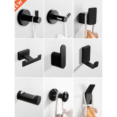 Robe Hooks Black Aluminum Towel Hook Bathroom Wall Mounted C