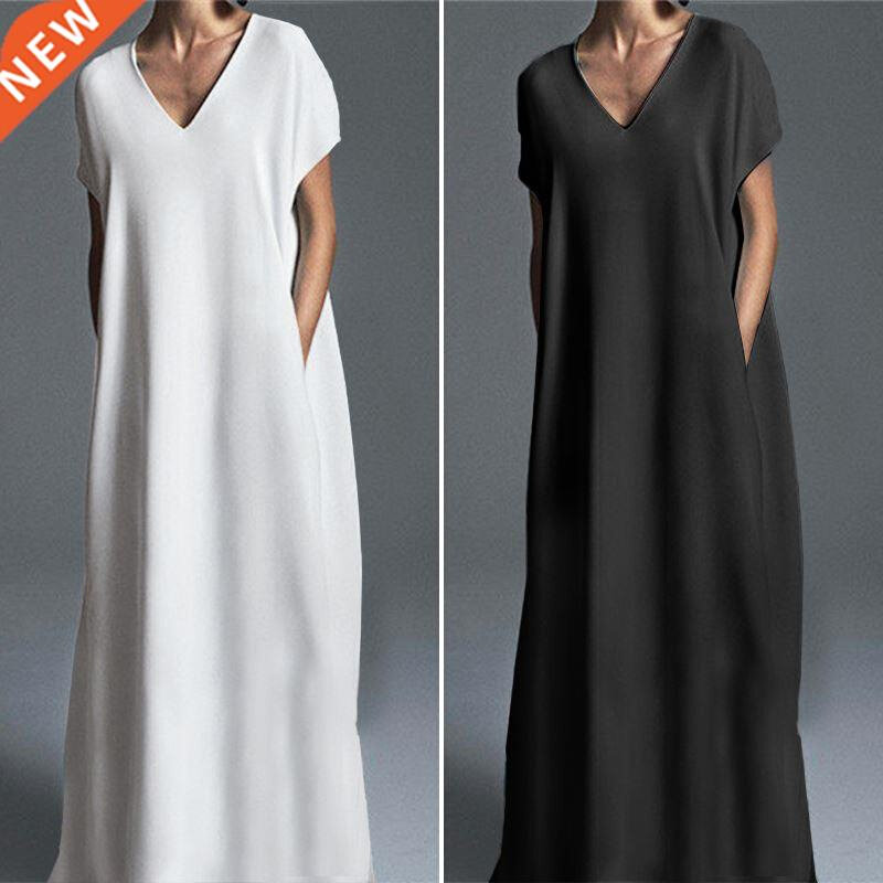 Women Summer Maxi Dress ZANZEA Elegant Beach Sundress Casual图片