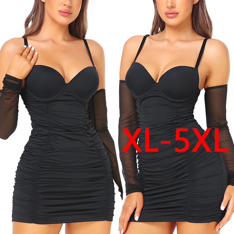 Black Slip dress high waist plus big size dresses fat women