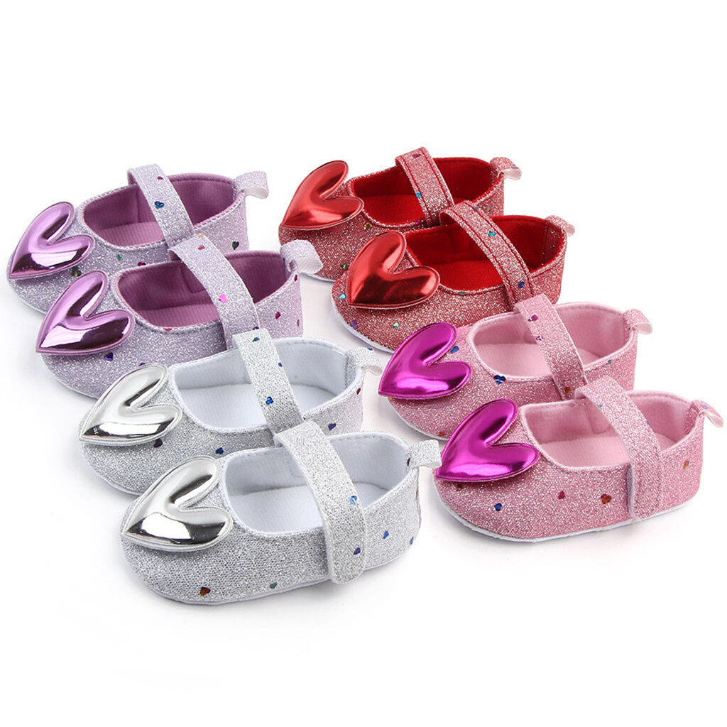 Infant Girls Indoor Soft-soled Heart-shaped Princess Shoes