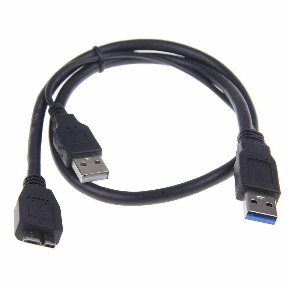 Dual USB 3.0 A Male to Micro-B Male+Male Power Supply Y Cabl