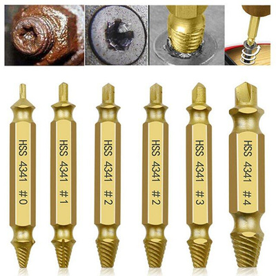 6pcs Damaged Screw Extractor Drill Bit Set Take Out Broken S