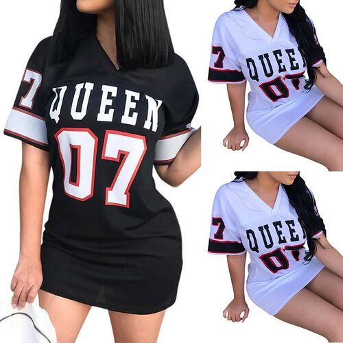 T Shirt Dress Women Short Dress Hip Hop Queen Printed Long T
