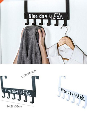 6 Hooks Holder Panda Removable Storage Rack Over the Door Ho