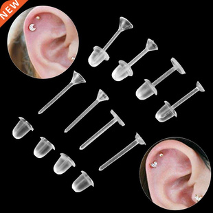100 Pairs Plastic Earring Posts and Backs Clear Ear Pins an